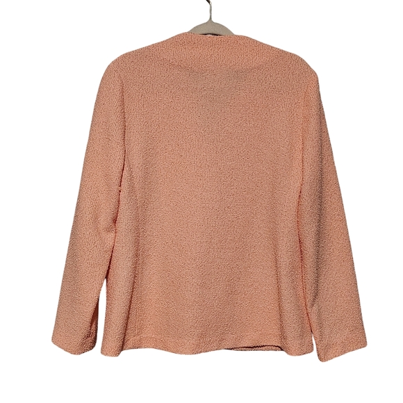 VINTAGE Blazer Womens Size 14 Peach Textured Knit Lightweight Jacket Old Money - Picture 6 of 12